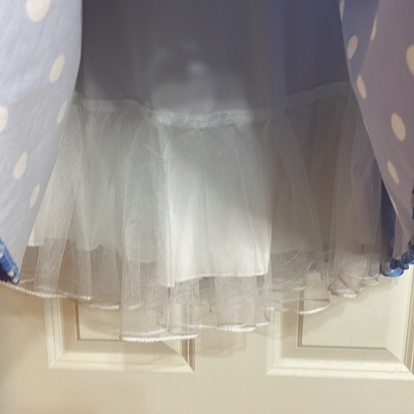 Jodi Kristopher Polka Dot Pleated Periwinkle Skirt with Tulle layers Jrs Size 1 - Picture 7 of 10
